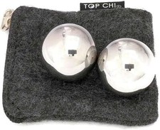 1 Inch Stainless Steel Pocket Sized Baoding Balls with Carry Pouch. Solid Non...