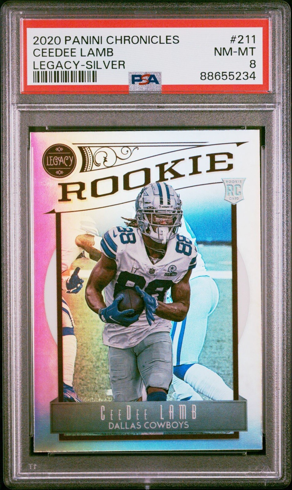 2020 Ceedee Lamb Panini Chronicles Legacy Silver Prizm #211 Rookie RC PSA 8!!