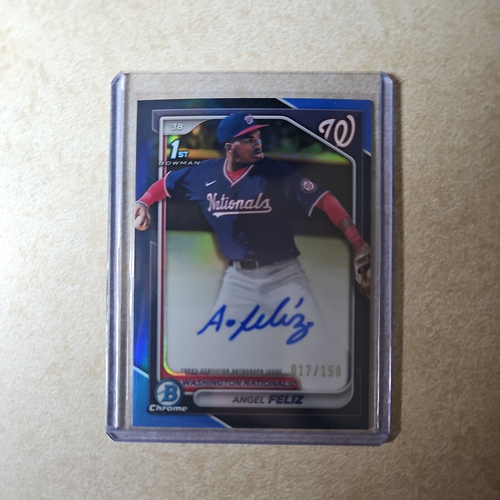 2024 Bowman Chrome Angel Feliz 1st Prospect True Blue Auto #17/150 Nationals 🔥