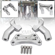 3.5" Pullback Chrome Handlebar Risers Top Clamp For Harley 1" Bar Softail FatBoy
