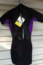 Women  s Size Large Body Glove Springsuit Black and Purple Surfing Wetsuit