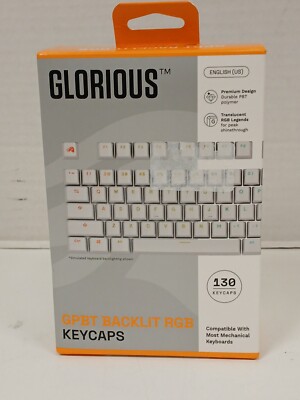 Glorious GPBT Backlit RGB White Keycaps English (US), 130 Count