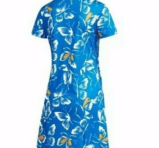 NWT ADIDAS x FARM Rio Butterfly Print Athletic Sport Dress Blue