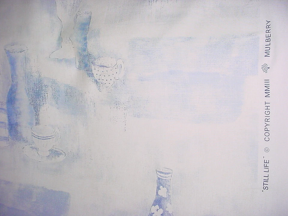Tela de tapicería para cortinas de algodón azul blanco 5Y Mulberry Lee Jofa Bodegón Foto 2 de 4