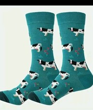 Floral  Cartoon Cow Print Socks, Novelty  Comfort Unisex Mid Tube Socks 1 Size