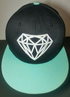 Carbon Elements Black Aqua Turquoise Adjustable Snapback Trucker Hat Cap Diamond