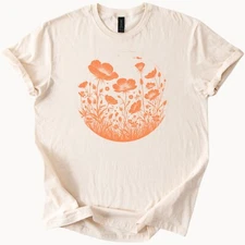 Poppy Flower Graphic T Shirt Nature Inspired Floral Art Tee Gift Shirt