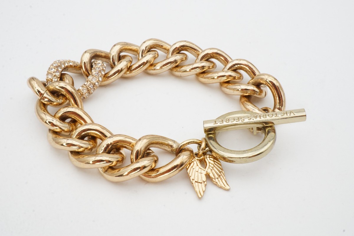 Victorias Secret Bracelet Gold Tone Crystal 8
