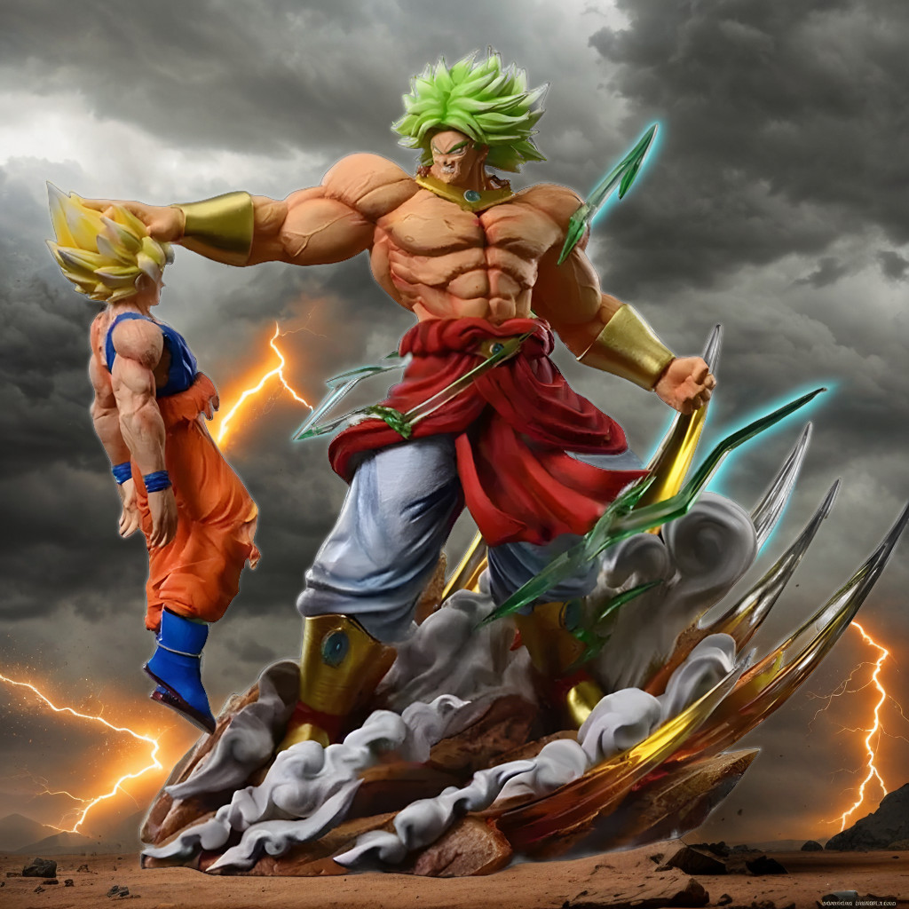Figura de acción de 20 cm Dragon Ball Z Broly vs Goku anime estatua colección juguete