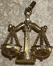 Monet Gold Tone Scale Of Justice Pendant Necklace Bracelet Zodiac Sign Libra