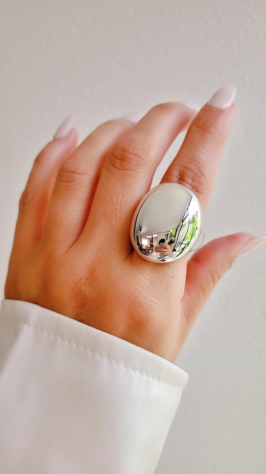 Large Bold Sterling Silver Dome Ring - Chunky Electroform Dome ...