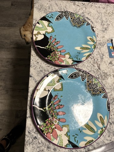 tracy porter poetic wanderlust. Two 11” Dinner Plates. - Picture 3 of 4