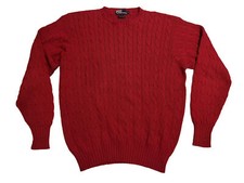 Vintage Polo Ralph Lauren Mens Vintage Red 100 Cotton Cable Knit Sweater XL