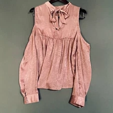 NWT Ethereal by Paper Crane Cold Shoulder Purple Long Sleeve Blouse Wome…