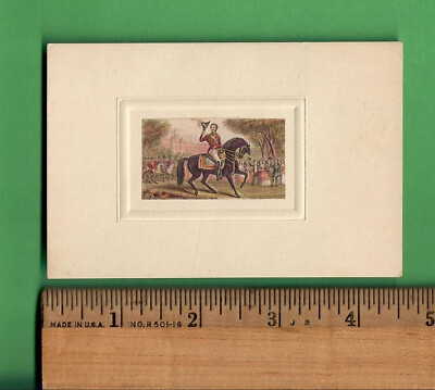 c. 1850 GEORGE BAXTER ORIGINAL MINI ENGRAVING - PRINCE ALBERT ON HORSEBACK RARE