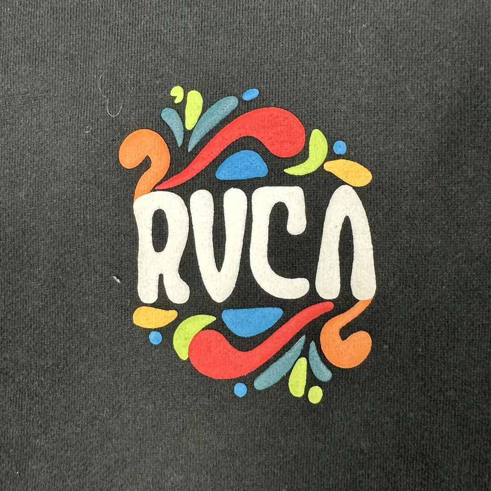 Suéter suéter con capucha para mujer RVCA talla L/12 negro colorido logotipo Foto 3 de 4