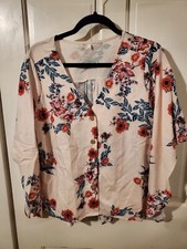 NWOT Women's Long Sleeve Floral Print Button Front Shirt, size Medium