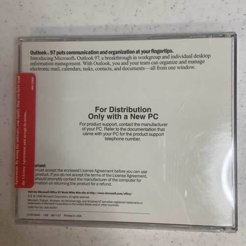 Microsoft Outlook 97 Desktop information Manager E-mail Client NIB Sealed - Picture 2 of 2