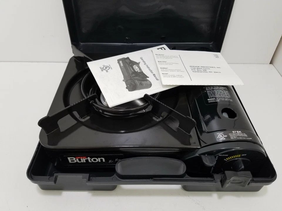 Estufa de gas portátil Max Burton Mr Max 57Sk negra con estuche de transporte Y141 Foto 2 de 4