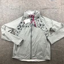 Nike Sweatshirt Women Large Gray Pink Fleece Mock Neck Pullover Full Zip Y2K VTG