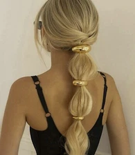 3 Piece faux Gold Pony Hair Cuff, Hair Tie, Hair Jewelry, Hair Accessories 🎀