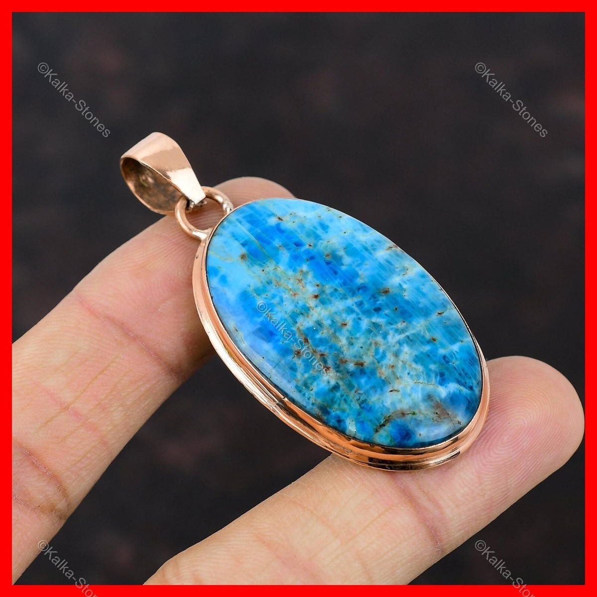 Mothers day Sale Copper Neon Apatite Stone Bezel Throat Chakra Pendant  Jewelry