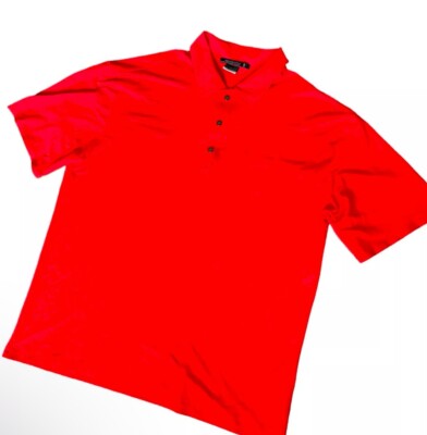 Nike Tiger Woods Platinum Fit Dry Golf Red/Orange Polyester Polo Shirt  Sz Leg