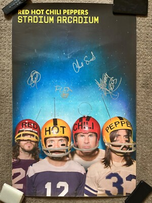 RED HOT CHILI PEPPERS SIGNED POSTER KIEDIS +3 STADIUM ARCADIUM