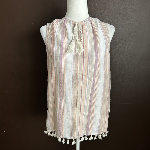 Camicia top da donna senza maniche Tommy Hilfiger taglia XS misto lino nuova - Foto 1 di 4