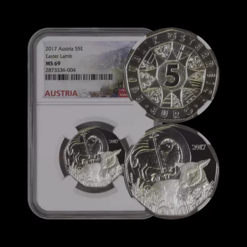 AUSTRIA. 2017, 5 Euro, Silver - NGC MS69 - Easter, Lamb of God