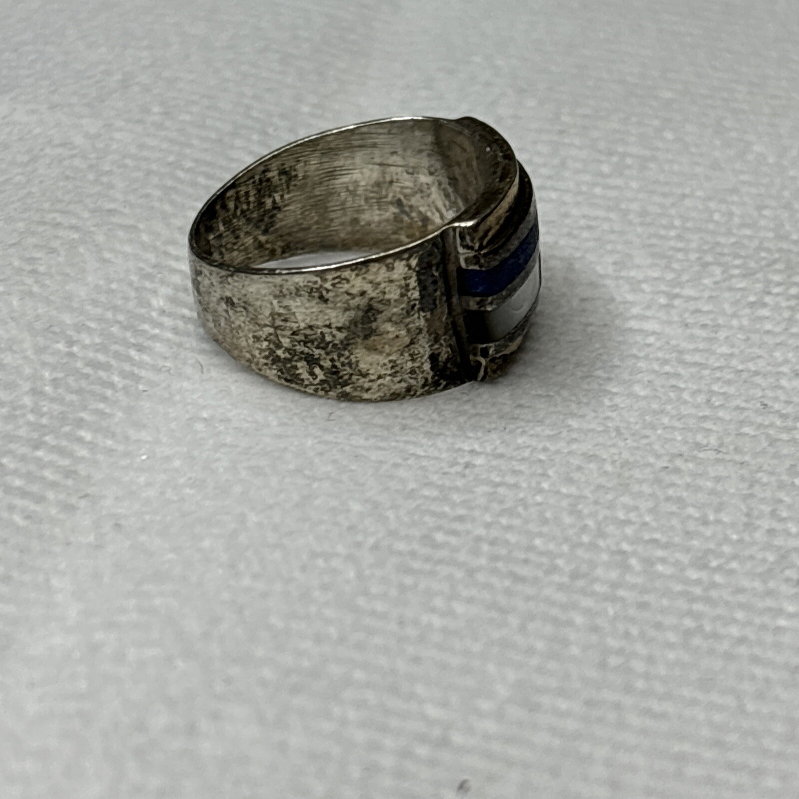 Rectangle Shape Design Blue White Sterling Silver… - image 2