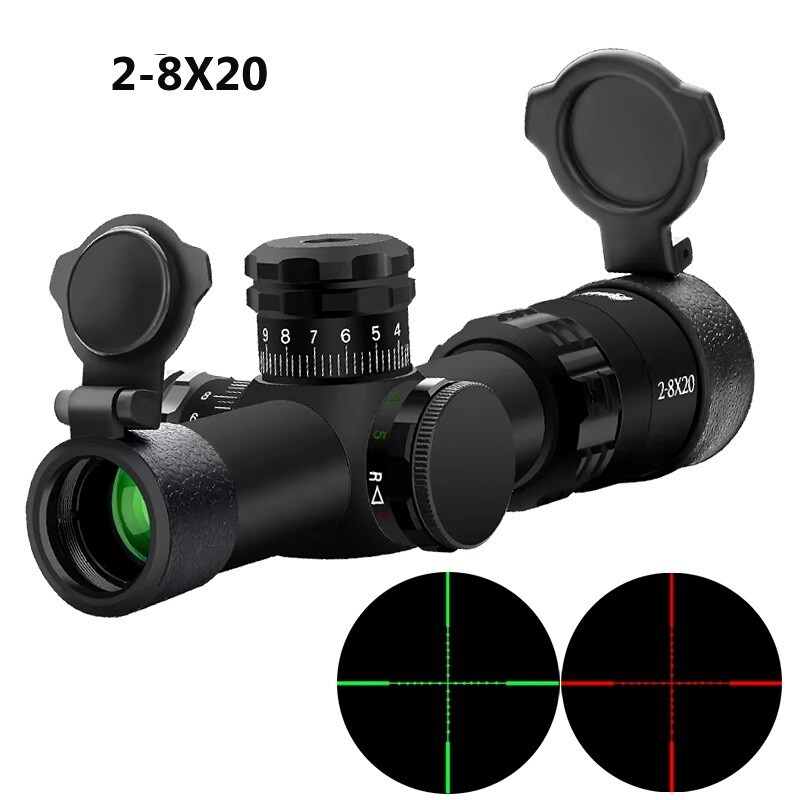 Lunette de tir compacte 2-8x20 pour corriger la visée en faible luminosité