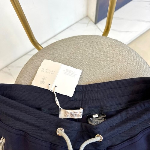 Brunello Cucinelli Herren Baumwolle Sport Freizeit Shorts Tasche Reißverschluss Marine Hose - Bild 3 von 7