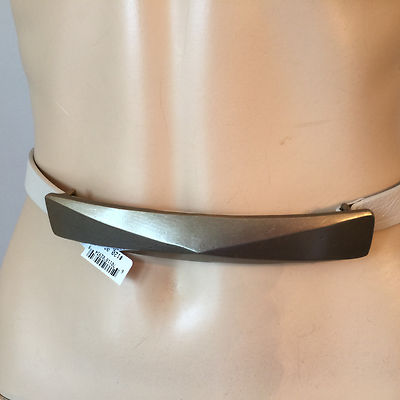 NWT St. John Collection white leather belt women display picture 2