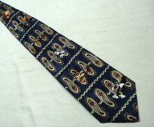 Vintage 1995 Looney Tunes Mania Paisley Blue Men's Necktie Tie Taz, Daffy, Bugs