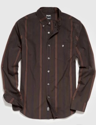 New Todd Snyder Men s Classic Stripe Favorite Casual Cotton Shirt in Brown - L