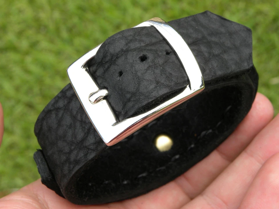 Pulsera brazalete cuero bisonte genuino ónix Israel Menorá moneda bonito regalo Janucá Foto 2 de 4