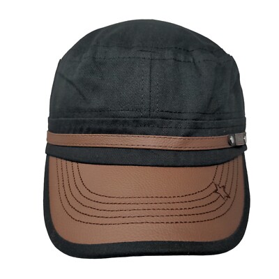 Leather Top Men Washed Cotton Military Caps Cadet Army Hat