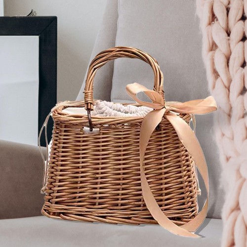 Rattan Tote Bag Summer Beach Wallet Travel Straw Bag Women Straw