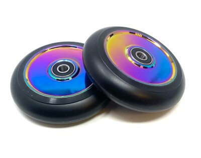 Paar Stunt Push Scooter Räder 100mm 110mm Neochrom Rainbow Hollow Alloy Core