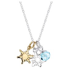 Women's Disney 6mm Frozen Crystal Snowflake Necklace Silver Plating -Silver/Gold