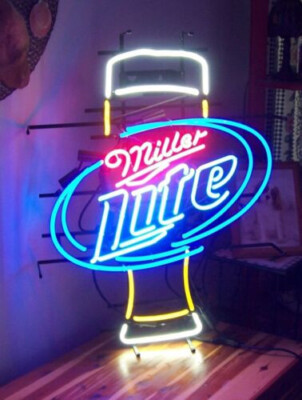 Lite Beer Wine Neon Sign Light Real Glass Beer Bar Pub Wall Decor 24x20 ...