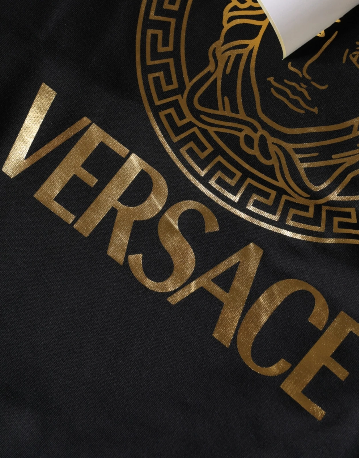 Felpa con cappuccio uomo Versace nera stampa medusa cotone