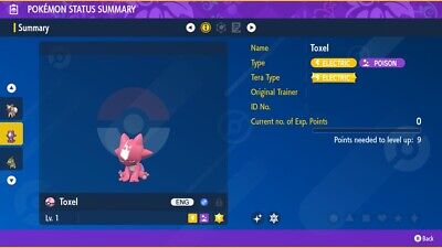 TOXEL POKEMON SCARLET VIOLET ✨ SHINY EGG 6 IV ✨ CUSTOM AVAILABLE ✨