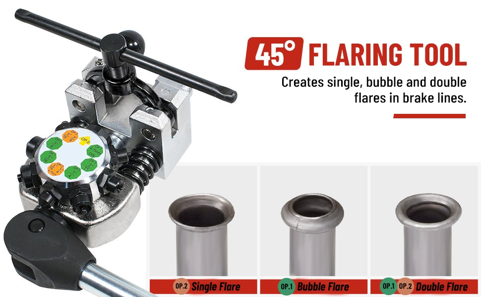 Brake Line and Tubing Flaring Tool 45 Degree Set - Single, Bubble, Double Flares