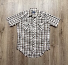 80s VINTAGE Wrangler Rockabilly Snap Shirt Size Large Polycotton Short Sleeve
