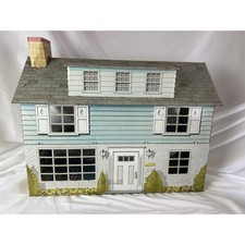 Vintage Marx Tin Litho Two Story Colonial Dollhouse Metal 1950s