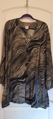Sempre Piu Chalou Germany Size 16 Green Black Marble Tunic Blazer Lagenlook