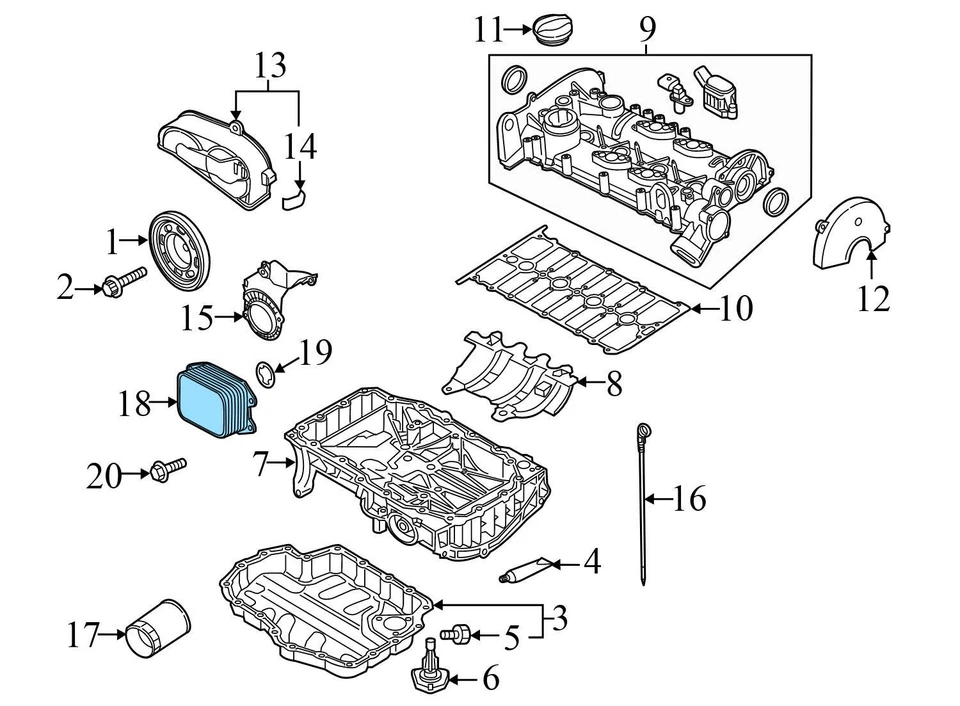 2013-2014 VW JETTA 1.4L - Resfriador de Óleo do Motor 04E117021B - Imagem 3 de 4
