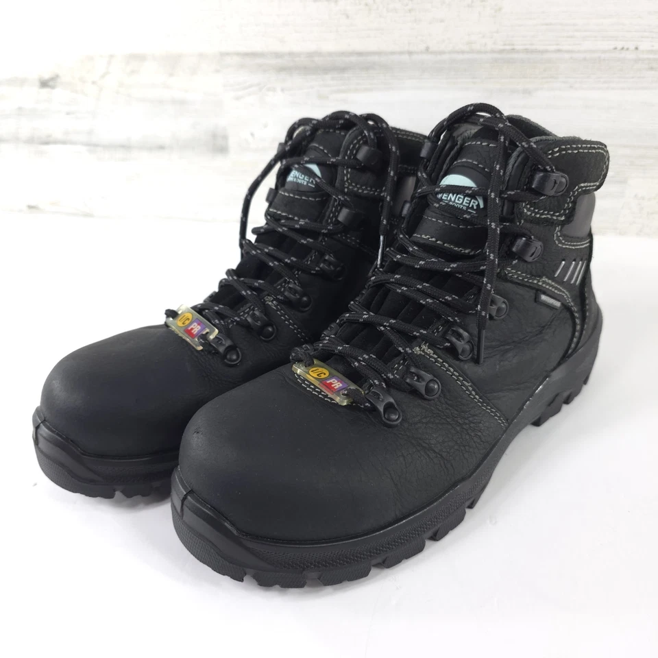 AVENGER WOMEN'S BREAKER WORK BOOTS INDUSTRIAL SIZE 7.5 BLACK LEATHER STEEL TOE.. - Image 2 of 4